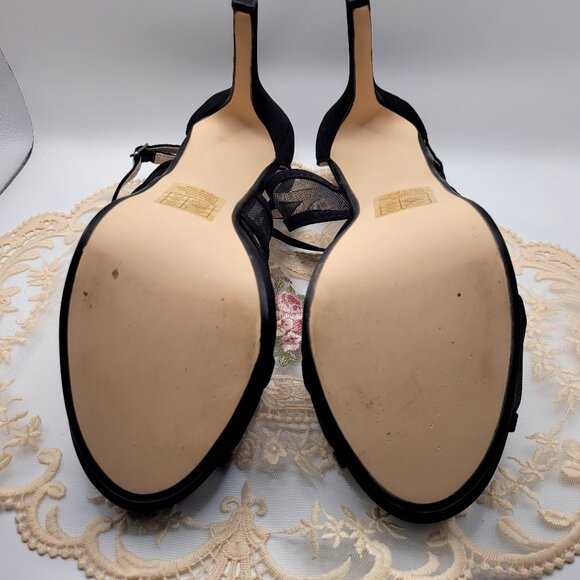 Benjamin Walk Corri 98Touch Ups Black Suede 9.5M Ankle Strap  HIgh Heel Sandals - Picture 4 of 5